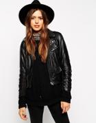 Asos Felt Fedora Hat With Wide Band And Stitch Edge - Black