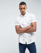 Jack & Jones Originals Short Sleeve Shirt With All Over Beach Print - White