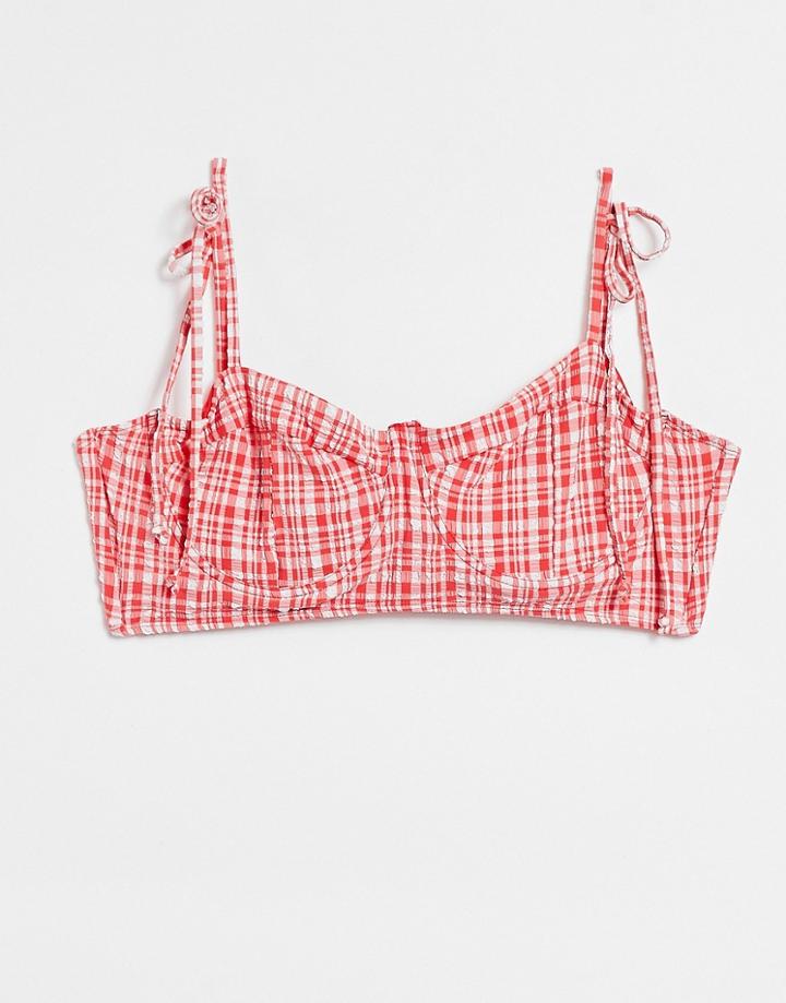 Warehouse Gingham Underwired Bikini Top In Multi