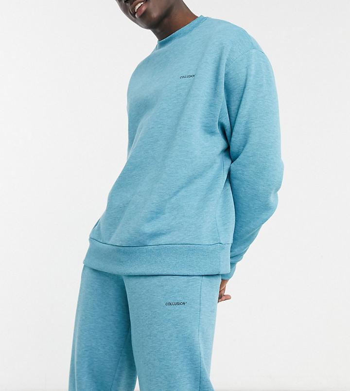 Collusion Sweatshirt In Blue Heather Fabric Set-blues