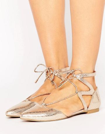 Call It Spring Ikie Metallic Cutout Flat Shoes - Gold
