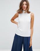 Just Female California Sleeveless Roll Neck Top - White