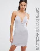 Naanaa Petite Plunge Cami Back Bodycon Dress - Nude