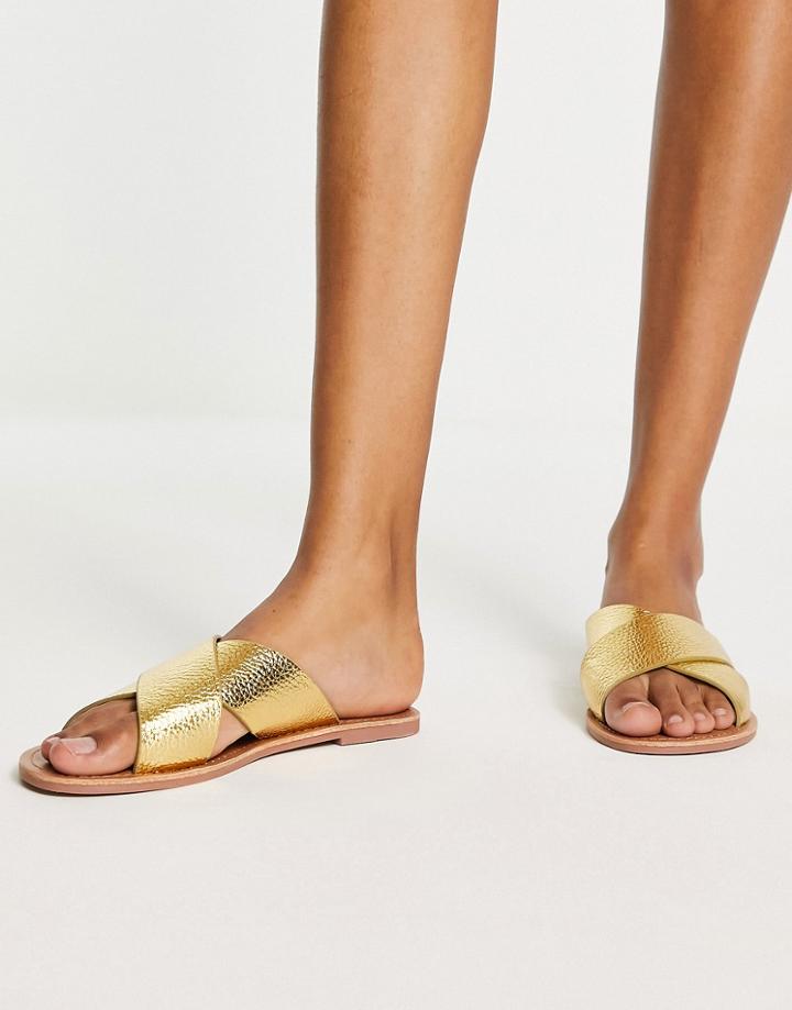 South Beach Crossover Sandals In Gold
