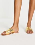 South Beach Crossover Sandals In Gold
