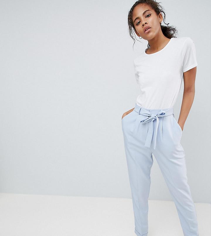 Asos Design Tall Woven Peg Pants With Obi Tie - Blue