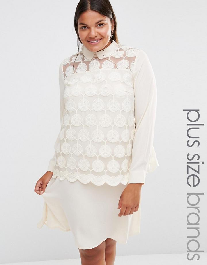 Lovedrobe Long Sleeve Lace Dress - Cream