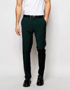 Asos Slim Suit Trousers With Stretch In Green - Green