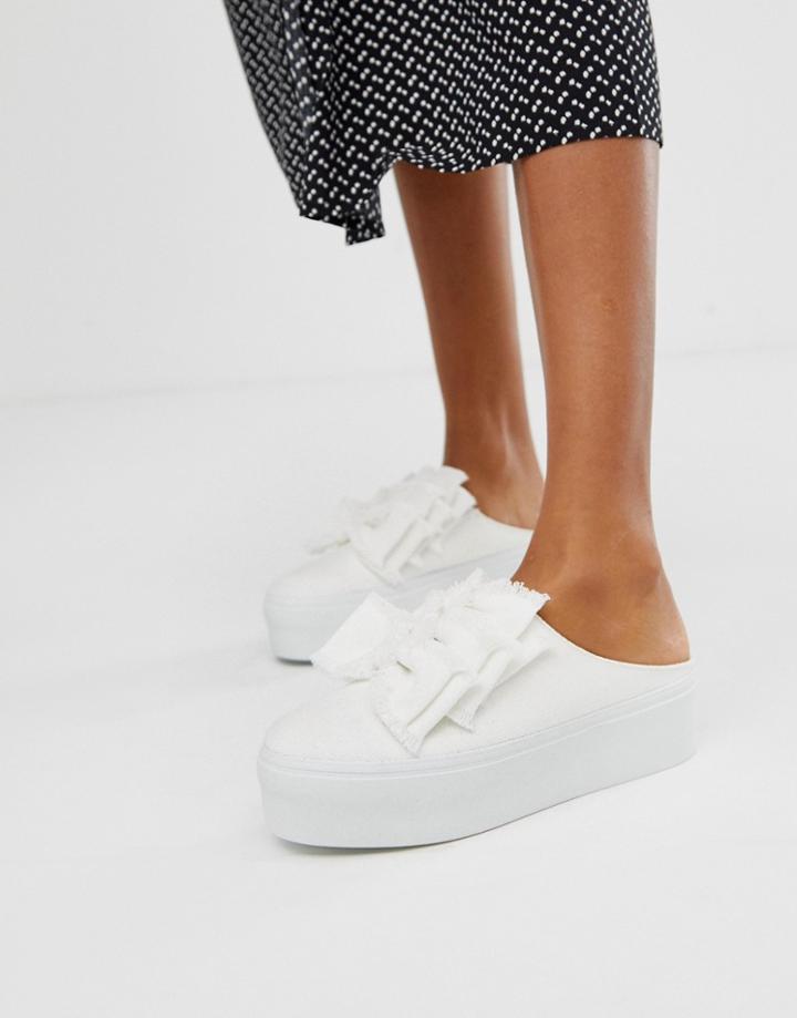Asos Design Durham Bow Mule Sneakers In White - White