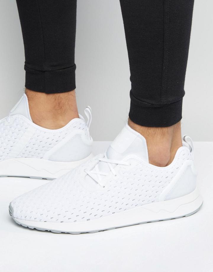 Adidas Originals Asymmetrical Zx Flux Trainers In White S76375 - White