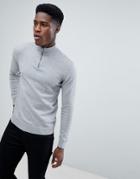 Only & Sons Knitted 1/4 Zip Sweater - Gray