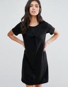 Pussycat London Shift Dress With Bow Front - Black