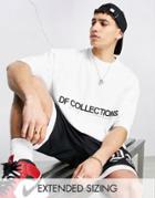 Asos Dark Future Oversized T-shirt In Heavyweight Jersey With Logo Print And Tab In White