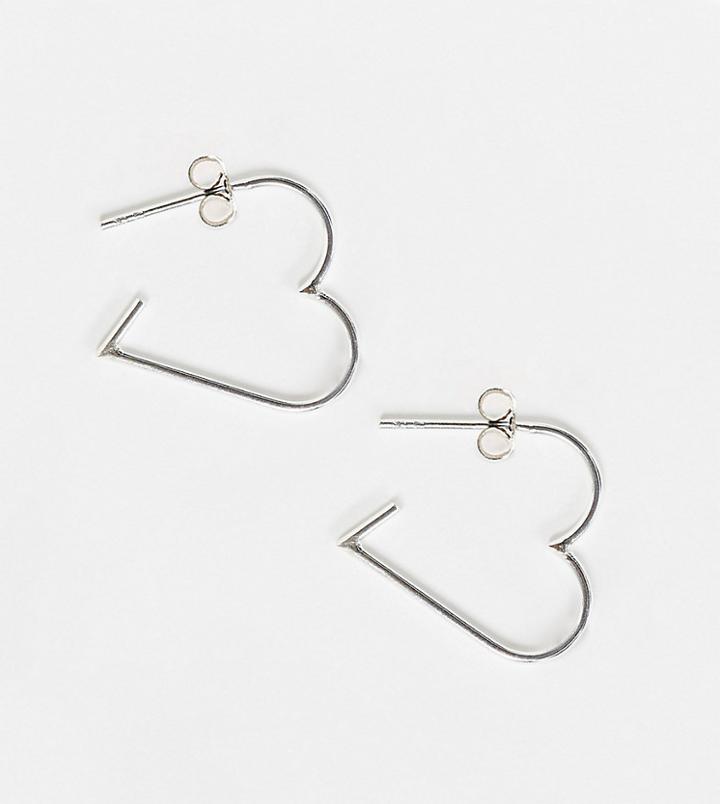 Kingsley Ryan 18mm Heart Hoop Earrings In Sterling Silver