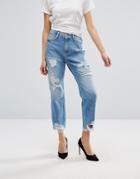 New Look Ripped Mom Jeans - Blue