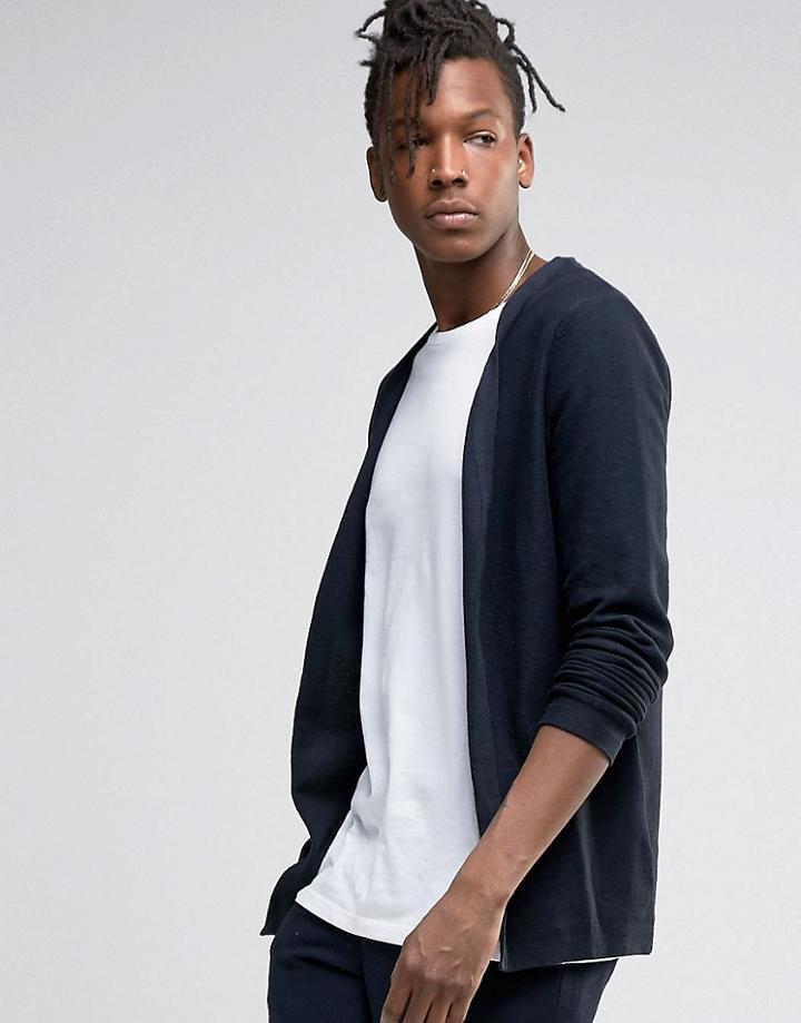 Selected Homme Open Drape Cardigan - Blue
