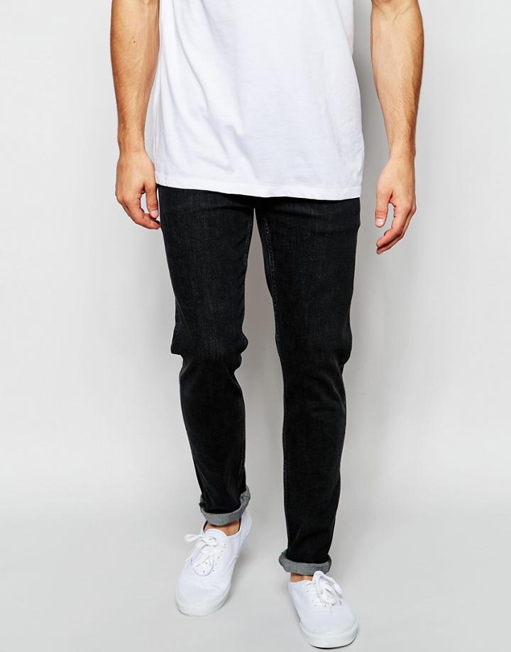 Asos Skinny Jeans With Light Coating - Black