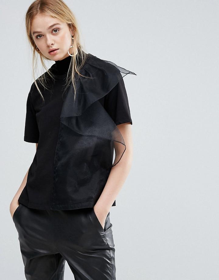 Sportmax Code Livigno Sheer Ruffle Top - Black