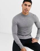 Gianni Feraud Premium Muscle Fit Strech Turtleneck Fine Gauge Sweater-gray