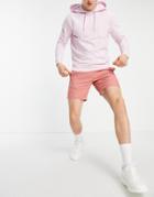 Asos Design Slim Shorts In Rust Linen Mix-red