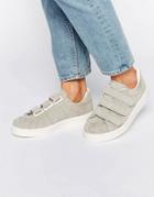 Pieces Siri Off White Suede Velcro Sneakers - White