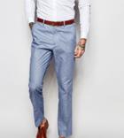Gianni Feraud Premium 55% Linen Suit Pants In Pale Blue - Blue