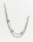 Asos Design Belt Chain With Mixed Hardware Chains And Crystal Spheres In Silver