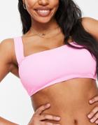 Asos Design Fuller Bust Mix And Match Crinkle Square Neck Crop Top In Pink