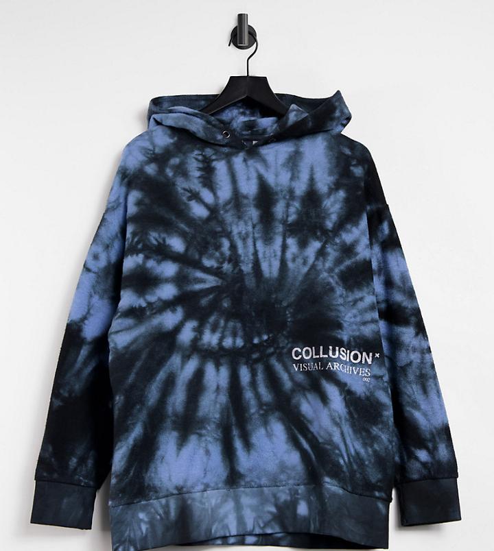 Collusion Reverse Loopback Tie Dye Swirl Print Hoodie-multi