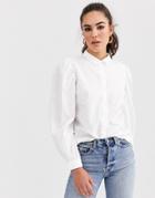 Vila Balloon Sleeve Shirt In White