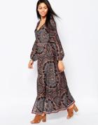 Influence Long Sleeve Boho Maxi Dress - Multi