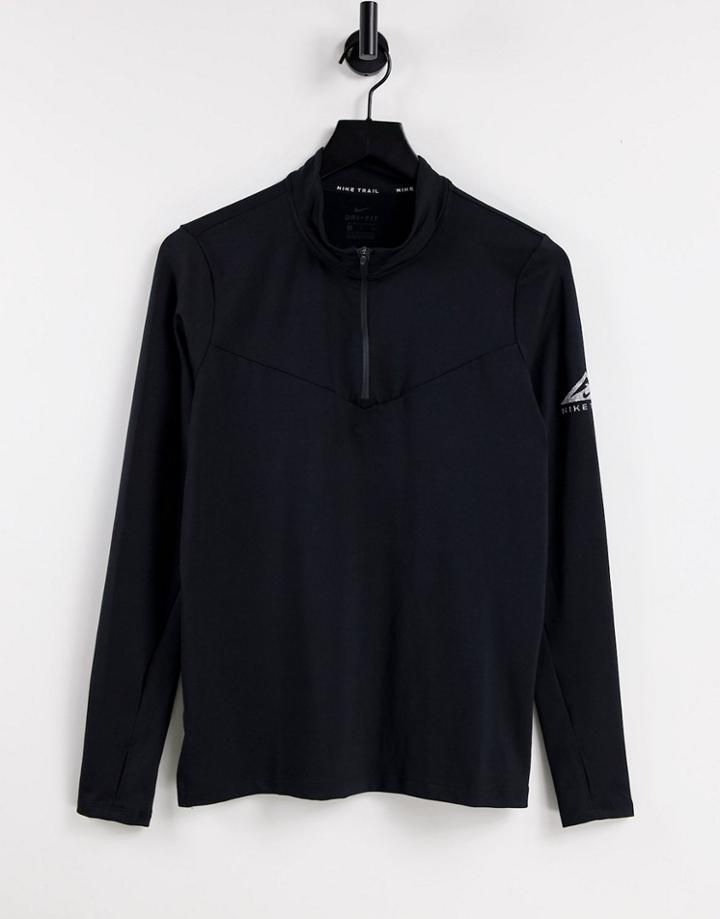 Nike Running Trail Element Midlayer Long Sleeve Top In Black