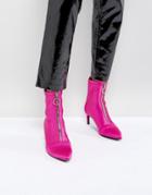 Stradivarius Zip Front Stiletto Boot - Pink
