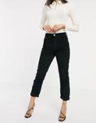 River Island Corded Mom Jeans In Black