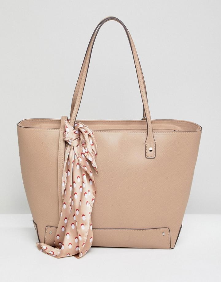 Bershka Tote With Scarf - Pink