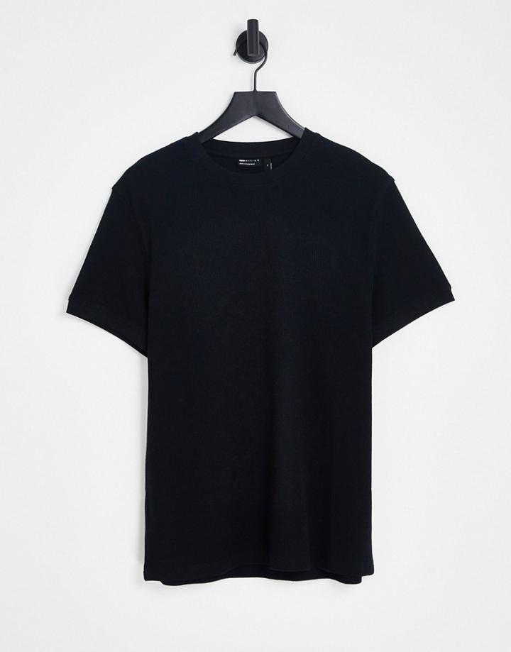 Asos Design Waffle T-shirt In Black