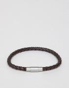 Boss Blaine Plaited Leather Bracelet Strap In Brown - Brown