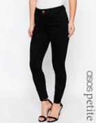 Asos Petite Ridley High Waist Ultra Skinny Jeans In Clean Black - Blac