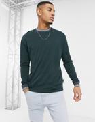 Asos Design Relaxed Long Sleeve T-shirt In Green