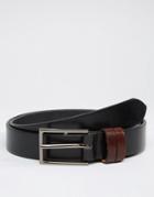 Asos Leather Belt With Contrast Keepers - Black