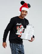 Asos Sweatshirt With Mickey Santa Holidays Print - Black
