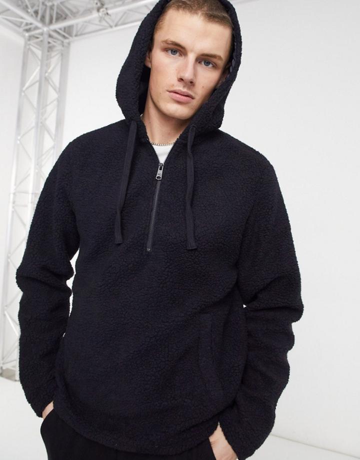 French Connection Sherpa Hoodie In Navy