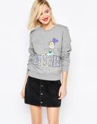 Love Moschino Belt Print Sweatshirt In Gray - Gray