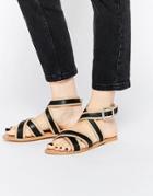 Asos Formula Leather Sandals - Nude And Black