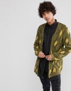Asos Mohair Wool Blend Cardigan With Vintage Design - Green