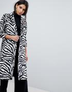 Helene Berman Zebra Print College Coat - Black