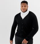 Asos Design Plus Cardigan In Black Cotton - Black