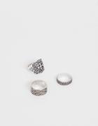 Reclaimed Vintage Inspired Chunky Ring Pack In Burnished Silver Exclusive To Asos - Silver