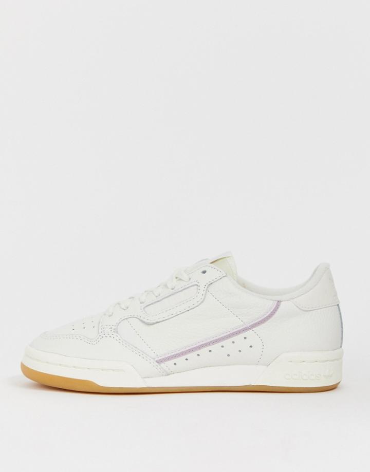 Adidas Originals White And Lilac Continental 80 Sneakers