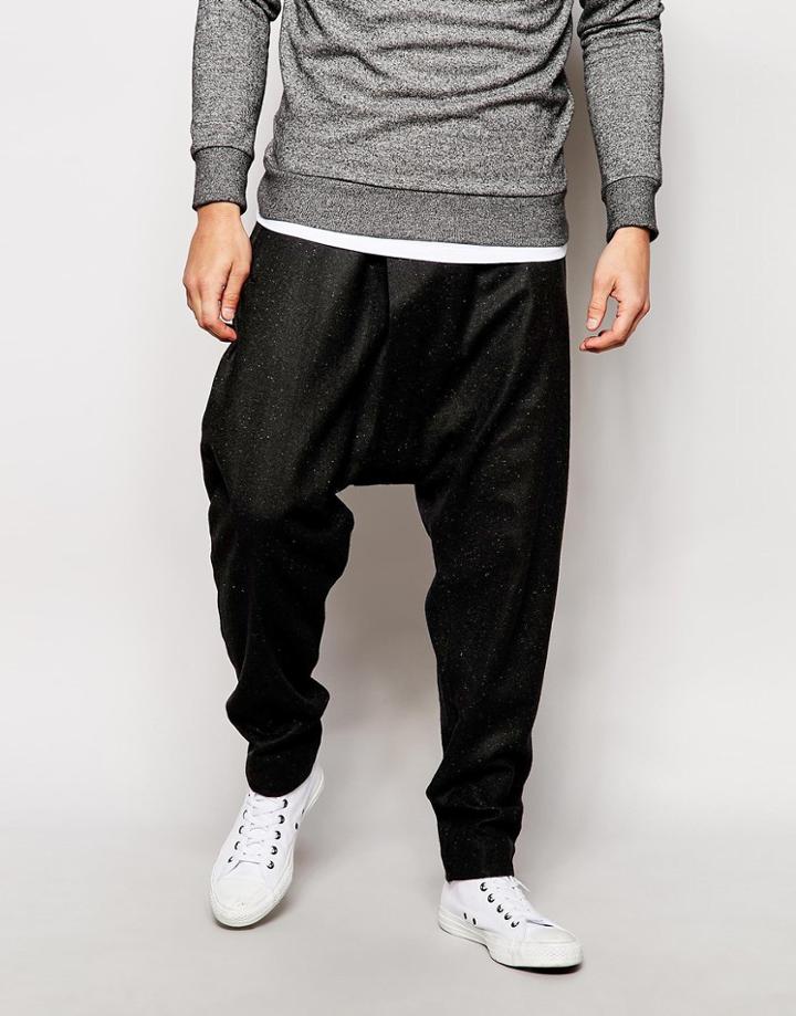 Asos Drop Crotch Smart Pants - Black